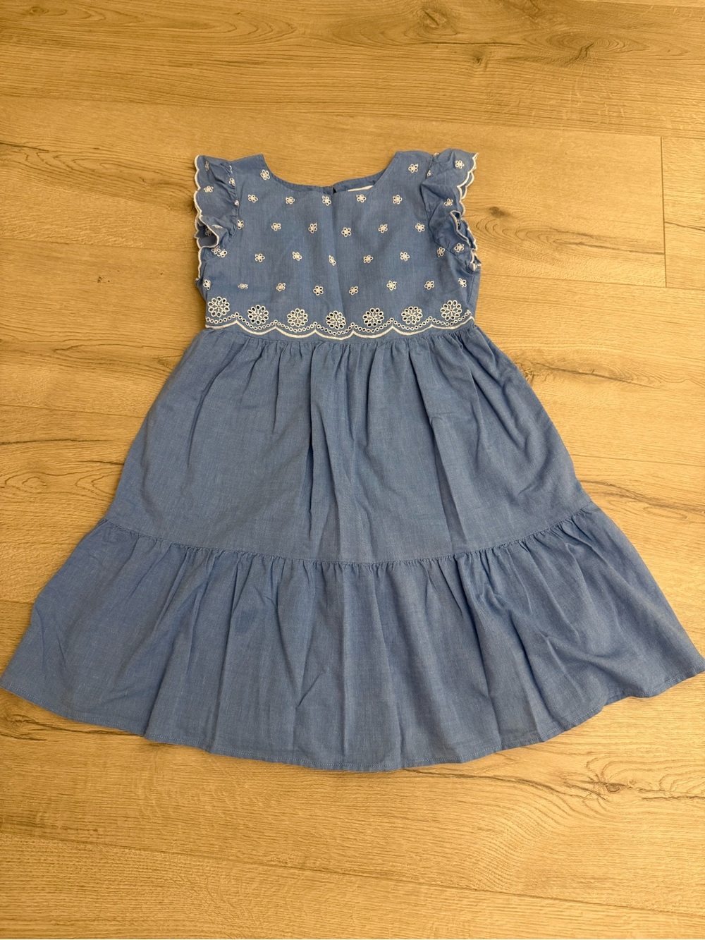 Cat & Jack Light Blue Embroidered Ruffle Sleeve Dress